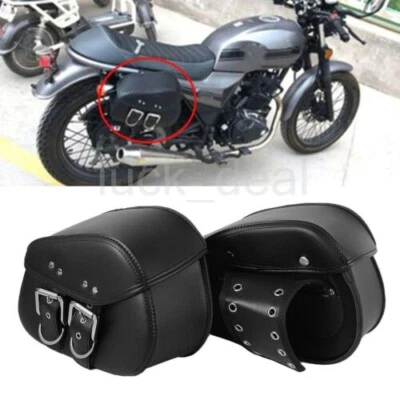 Bolsas de sillín de motocicleta bolsas laterales de cuero PU aptas para Harley Sportster XL 883 1200 Foto 1 de 4