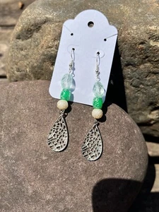 Silver Teardrop Filigree with Multi Bead Dangle Earrings by With Love by Figgy - Picture 1 of 1