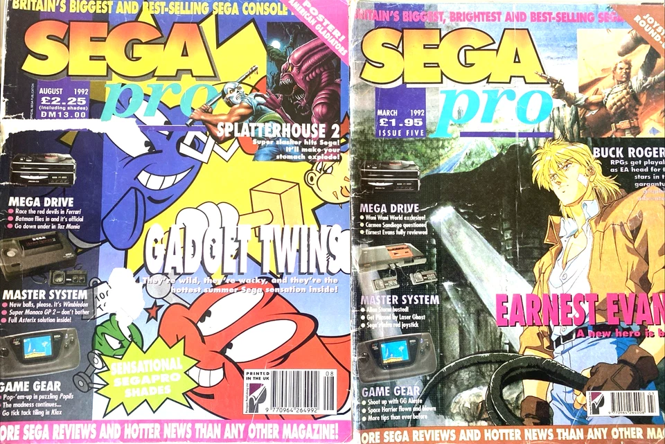 SEGA PRO. (2 ISSUE MARCH & AUGUST 1992). WORN CONDITION WITHOUT POSTER. SCARCE. - Image 1 of 4