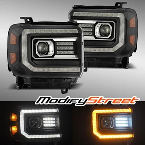 For 14-18 GMC Sierra PRO-Series LED Projector Headlights Replacemt Pair Black - Picture 1 of 7