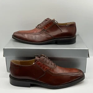 NEW David Eden Mens Alligator Leather Dress Shoes Brown Oxford SZ 9 - Picture 1 of 12