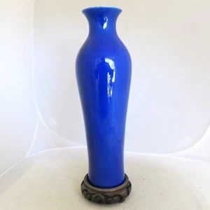 12,4" chinesische blaue Crackle Spiegel glasierte Vase mit 6 Guangxu oder Daoguang Markierungen - Bild 1 von 12
