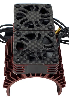 NEW NHX RC 1/8 Twin Alum HV Cooling Fans with Cover 28000 RPM Motor Heatsink - Image 1 of 3