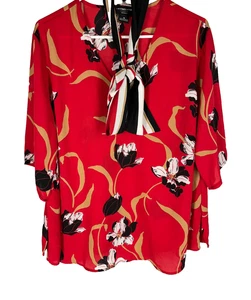 Liz Claiborne Women's Floral Blouse Size 1X Flowy Career Office Colorful Flower - Picture 1 of 4