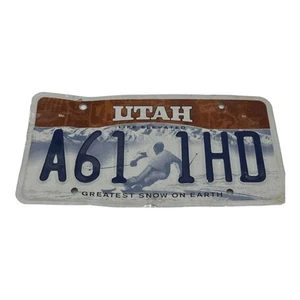 UTAH Skier License Plate Life Elevated Greatest Snow On Earth A61 1HD Expired 12 - Picture 1 of 5