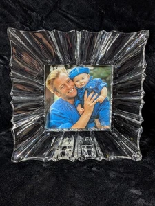 HTF Mikasa Monarch Square Crystal Photo Frame Holds Photo 4x4" - Picture 1 of 10