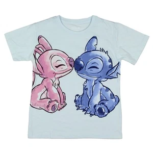 Disney Lilo & Stitch Girls' Stitch And Angel Watercolor T-Shirt - Picture 1 of 3