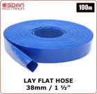 Lay flat water pump irrigation discharge PVC mining hose 1 1/2" 38mm x 100m Blue