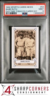 1992 SPORTS CARDS NEWS OLD TIME TOBACCO HAND CUT #53 BABE RUTH HOF POP 2 PSA 9 - Image 1 of 3