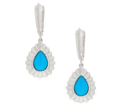 Affinity Gems Sterling Silver Bluebird Turquoise Drop Earrings, 1" - Image 1 of 3