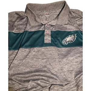 Philadelphia Eagles Majestic 4XL Polo Golf Shirt | Heather Grey & Green NWOT - Picture 1 of 3