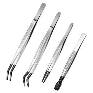 4 Stück Edelstahl Pinzette mit Gummispitzen zum Basteln Stempel Perlen Schmuck - Bild 1 von 7