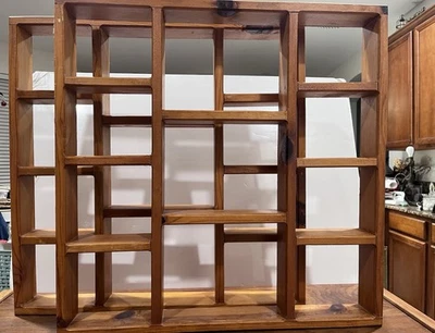 Pair Of VTG Rustic Wood Hanging Display Wall Shelf Multiple Cubbies HOLIDAY - Image 1 of 4