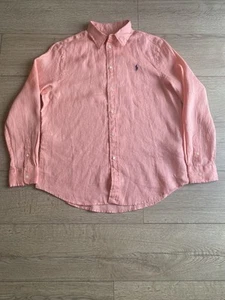 Camisa Polo Ralph Lauren Calce Clásico Rosa 100% Lino Grande Reino Unido 14-16 Pecho 42" - Imagen 1 de 9