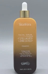 SkinVera Kollagen + 24K Gold Gesichtsserum ~ straffend ~ 3,38 flüssige Unzen Neu - Bild 1 von 6