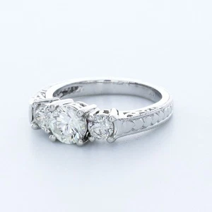 1.88CTW NATURAL DIAMONDS E/SI1 ROUND CUT 14K GOLD PRONG MILGRAIN ENGAGEMENT RING - Picture 1 of 3