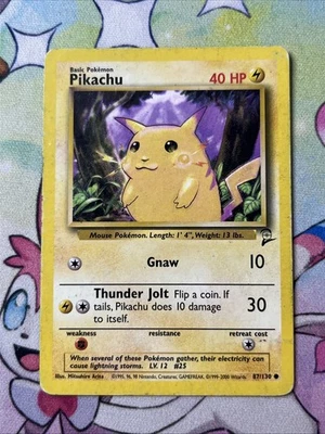 PIKACHU 87/130 Common Base Set 2 WOTC 2000 Pokemon - HP/DMG - Image 1 of 2