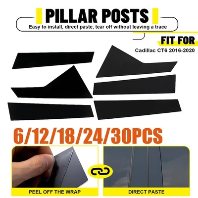 PARA Cadillac CT6 2016-2020 postes de pilar negro brillante moldura de puerta de ventana Foto 1 de 4