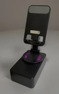 Haut-parleur et support téléphone Bluetooth sans fil 5 en 1 avec lumière ambiante (noir) - Photo 1 sur 14