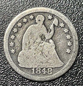 1848-O Seated Liberty Half Dime Circulated - Picture 1 of 4
