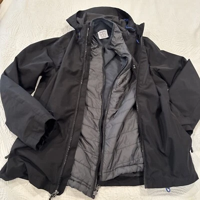 Men's Champion Black And Gray 3 IN 1 Performance Jacket Size Small Hood Zip Warm - Image 1 of 4