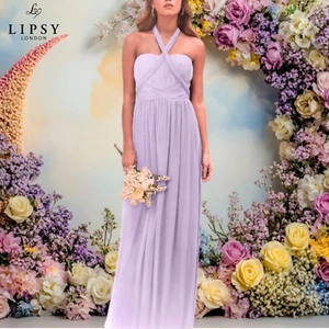 £125 LIPSY LONDON BELLA SZE 10 LILAC MULTIWAY MAXI DRESS BRIDESMAID WEDDING PROM - Picture 1 of 10