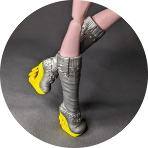 Gray & Yellow wedge boots for 11 inch female dolls (g3) - Picture 1 of 11