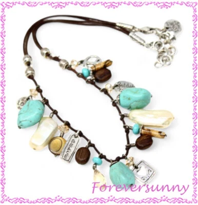 Colar pingente aposentado com cordão marrom amuleto coração paz Brighton Imagine - Imagem 1 de 4