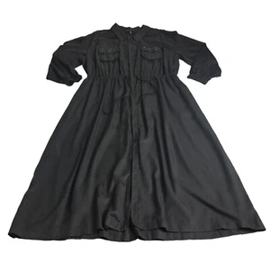 Lane Bryant Dress Womens 26/28 Black Maxi Full Zip Drawstring Waist Long Sleeve - Picture 1 of 24