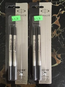 2 Pk= 4 Parker Quink Ink Refill Cartridges for Rollerball Pens, M Point, Black - Picture 1 of 7