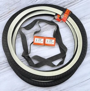 2 AltaLine 29 X 3.00 CHOPPER FAT BICYCLE WHITEWALL SLICK TIRE W/TUBES &RIMSTIRPS - Picture 1 of 2