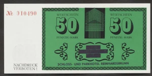 orginal Schein 50 Mark DDR Hotelgeld Reinhardsbrunn ( Nr ! )Motiv Landwirtschaft - Bild 1 von 2