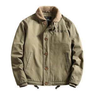 Winter Men Jacket Coat Deck Army Military Windproof Retro Warm Navy Thick Coat - Picture 1 of 10