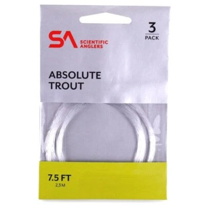 Scientific Anglers Absolute Trout 3 Pack 7.5 FT Leader - All Sizes - FREE SHIP - Image 1 of 2