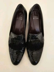 Stuart Weitzman schwarze Schlangenleder Quaste Halbschuhe Razmataz Damenschuhe 7,5 - Bild 1 von 12