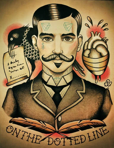 DORIAN GRAY Raven Tattoo Print by Parlor Tattoo Flash Vintage Dandy - Image 1 of 2