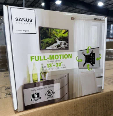 Sanus Accents Small Full Motion TV Wall Mount for 13"-32" TVs ASF110-B1 - NEW - Image 1 of 2