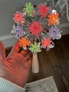 Christmas Tree Topper Lighted Star Tinsel Indoor Treetop Multicolor Bulbs Vtg - Picture 1 of 3