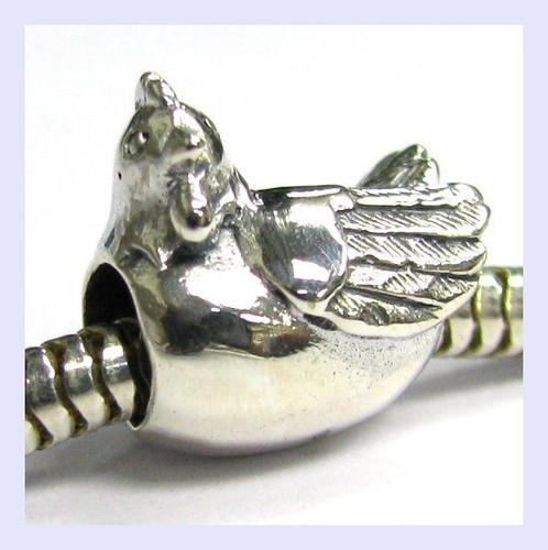 PANDORA Sterling Silver Chicken Hen Pet Bird Farm Animal Bead f/ European Charm Bracelet