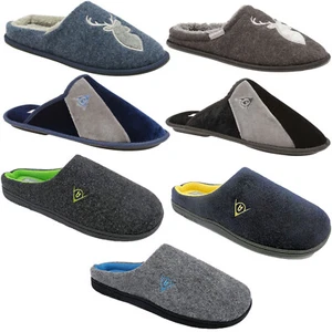 DUNLOP MENS SLIPPERS MEMORY FOAM COMFY SOFT MULES SLIP ON HOUSE COSY WARM SHOES - Picture 1 of 36