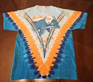 Vintage Miami Dolphins Shirt Mens L Blue NFL Football Tie Dye - Picture 1 of 10