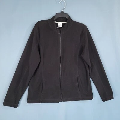 Chaqueta polar con cremallera completa Athletic Works para hombre cuello falso manga larga negra talla XL Foto 1 de 4