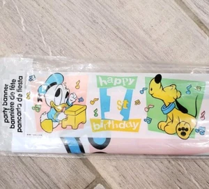 Vintage Disney Babies Happy 1st Bday Party Banner 20"x54" NEW in Package SEALED - Picture 1 of 5