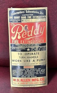 1940S-50S Reddy Fire Extinguisher Brass Plate 2.5“ X 5“ - Picture 1 of 2