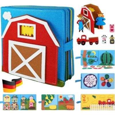 Quiet Book 3D Filz Busy Board Lernen Montessori Spielzeug Pädagogische Stoffbuch - Bild 1 von 4