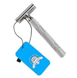 Xcellence Double Edge 2 in 1 Safety Razor Finger Grips Steel Handle Plus 5 Blade - Picture 1 of 6