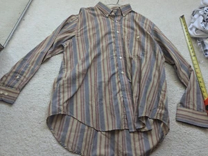 TownCraft Shirt Mens XL Button Down Wrinkle Free dress business striped blue red - Picture 1 of 2