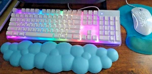 White Gaming Keyboard & Mouse Combo K1 RGB LED Backlit Keyboard 104 Keys Gift - Picture 1 of 10