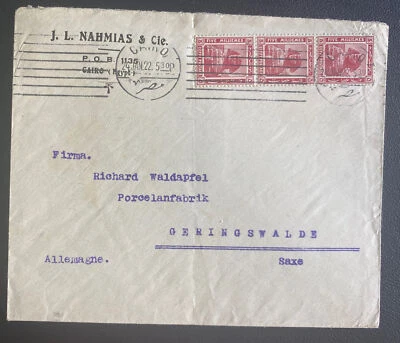 1922 Cairo Egypt Commercial cover To Geringswalde Germany - Image 1 of 2