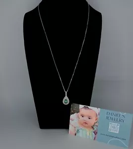 1 carat Green Moissanite VVS1 Teardrop Necklace 925 Sterling Silver White Gold - Picture 1 of 5